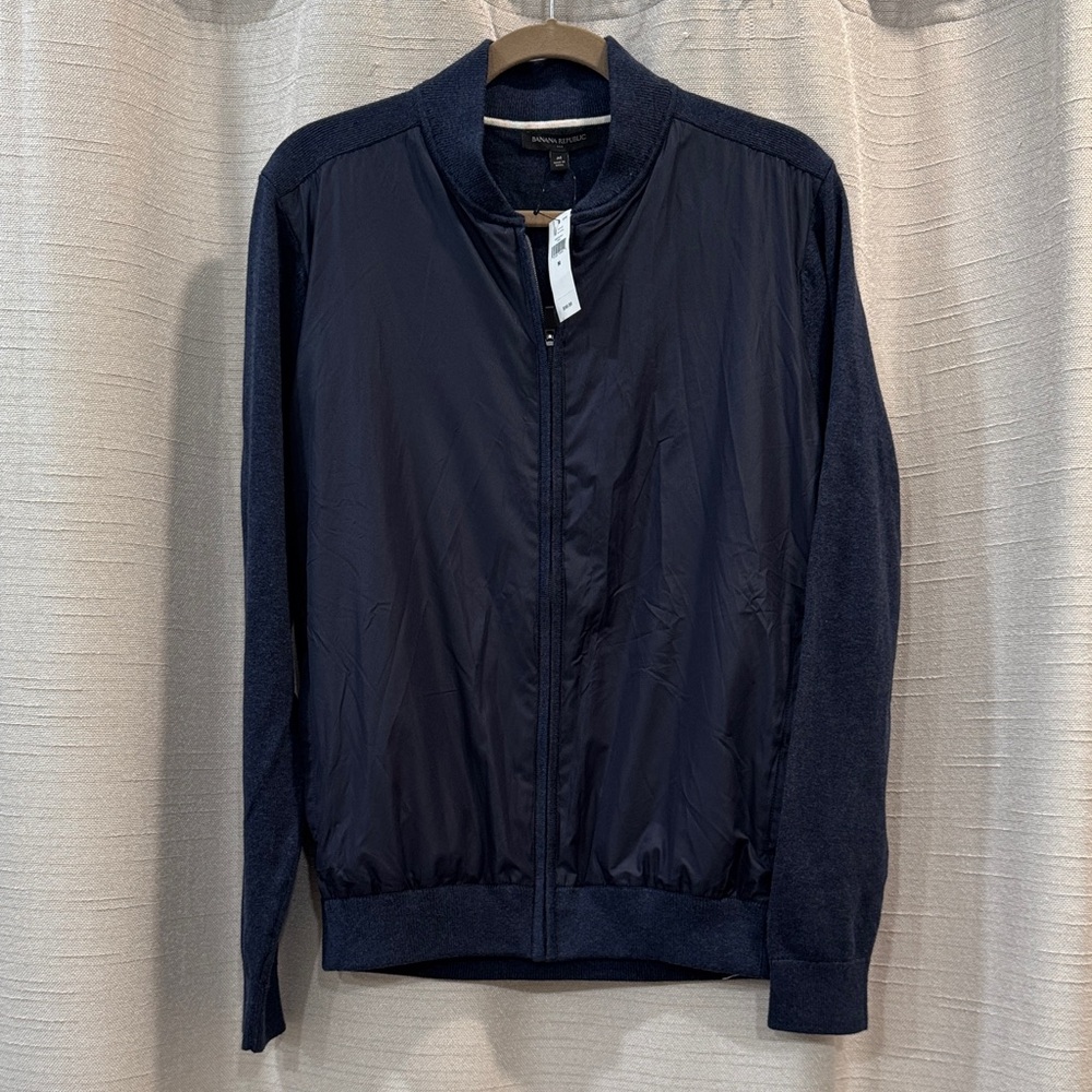 NWT Banana Republic Men's Blue Bomber Jacket Zip closure Size M